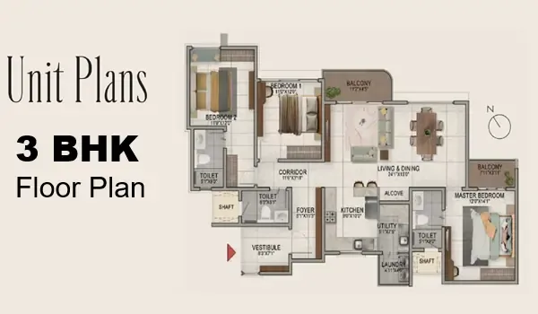 Featured Image of Prestige Dobbaspet 3 BHK Floor Plan